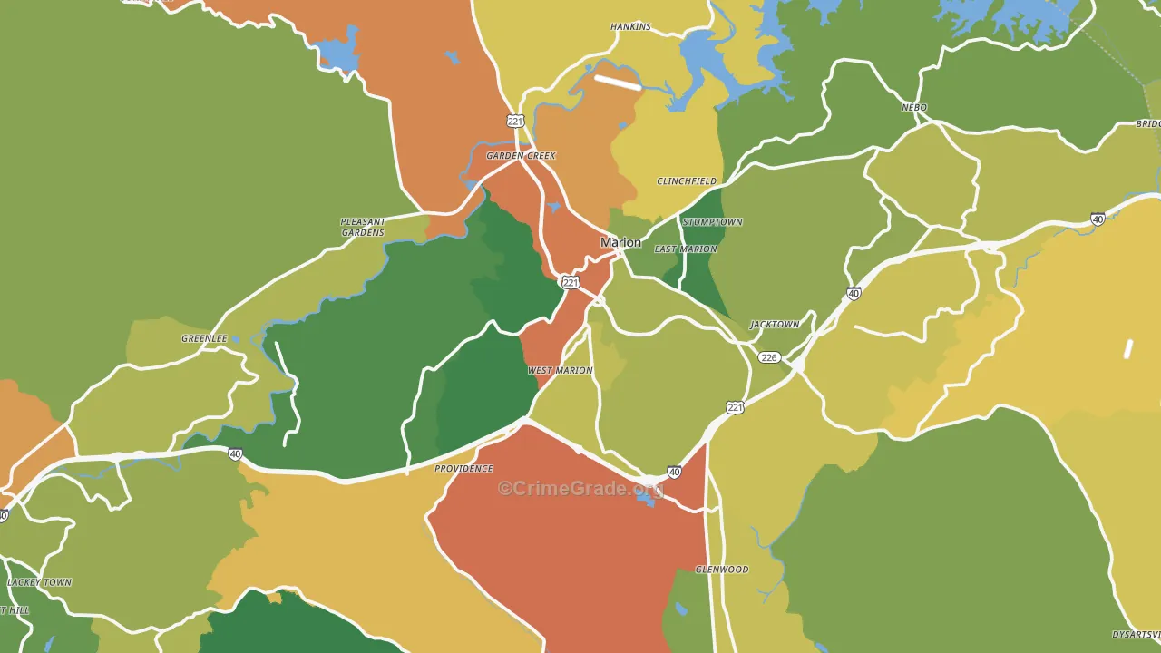 McDowell County, NC Map of Theft Rates