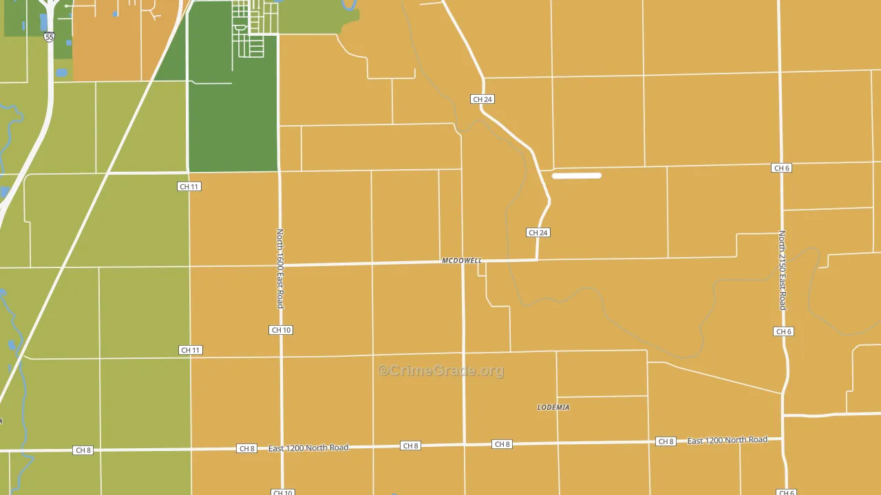 McDowell, IL Map of Theft Rates