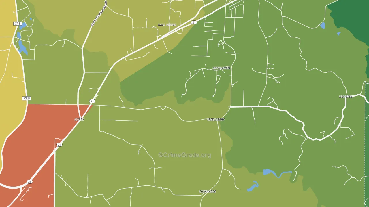 McElderry, AL Map of Theft Rates