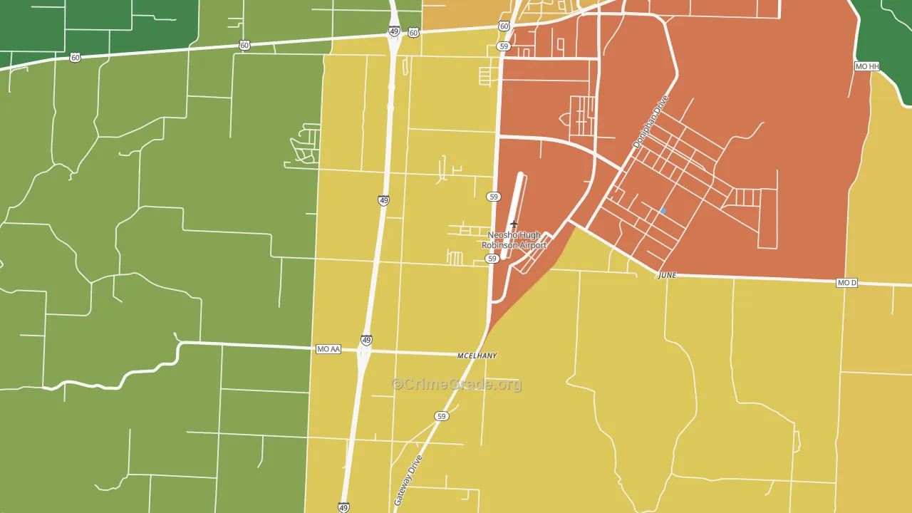 McElhany, MO Map of Theft Rates