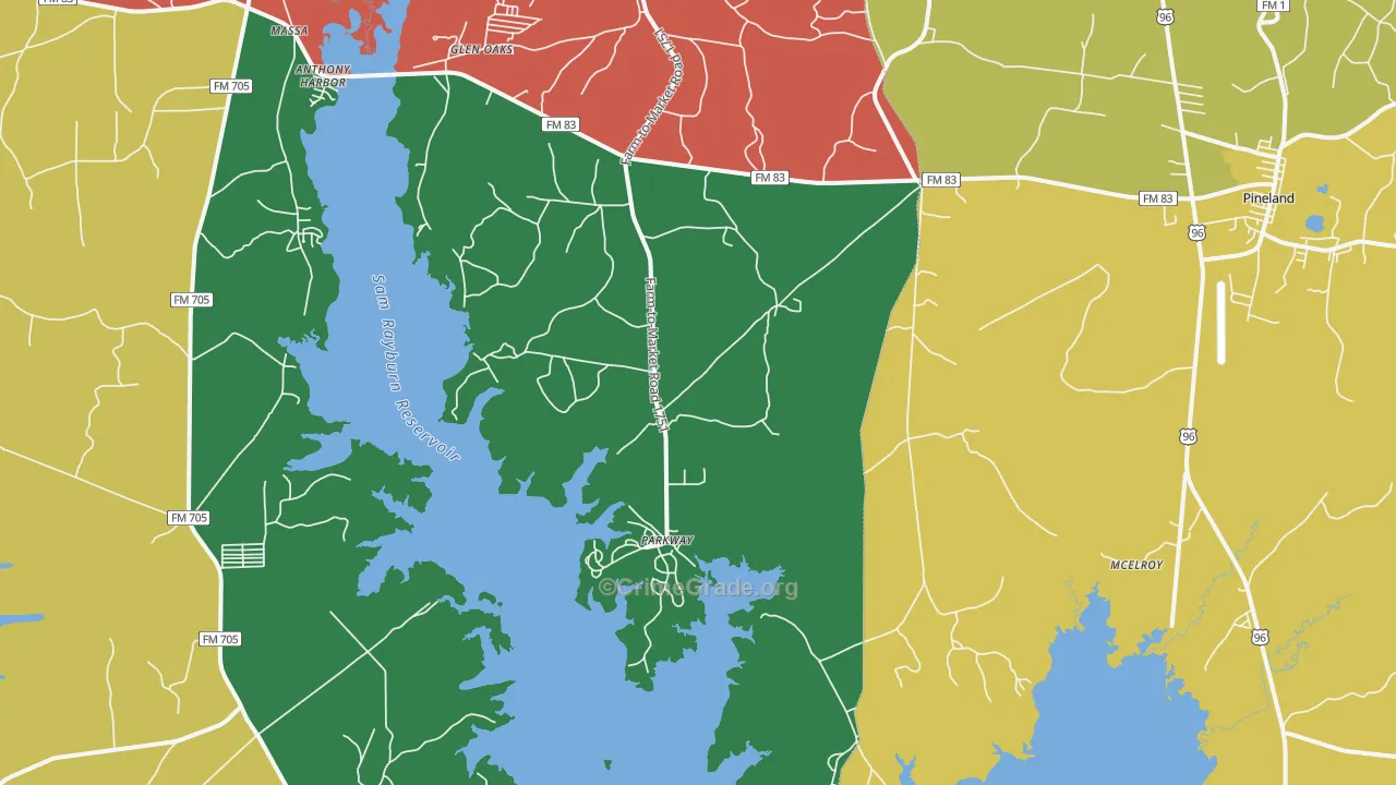 McElroy, TX Map of Theft Rates