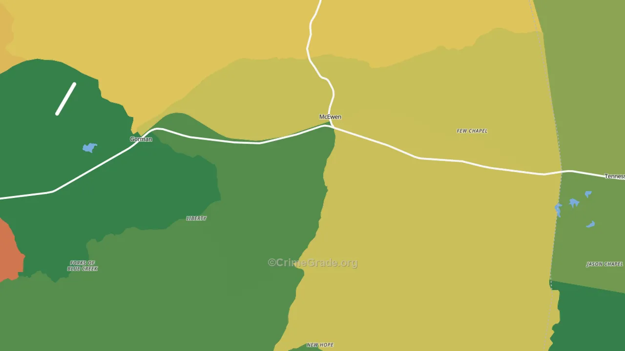 McEwen, TN Map of Theft Rates