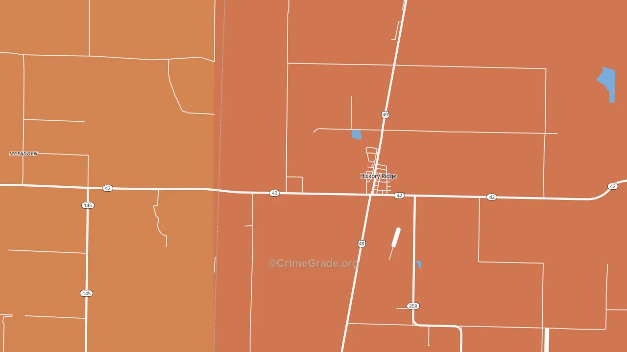 McFadden, AR Map of Theft Rates