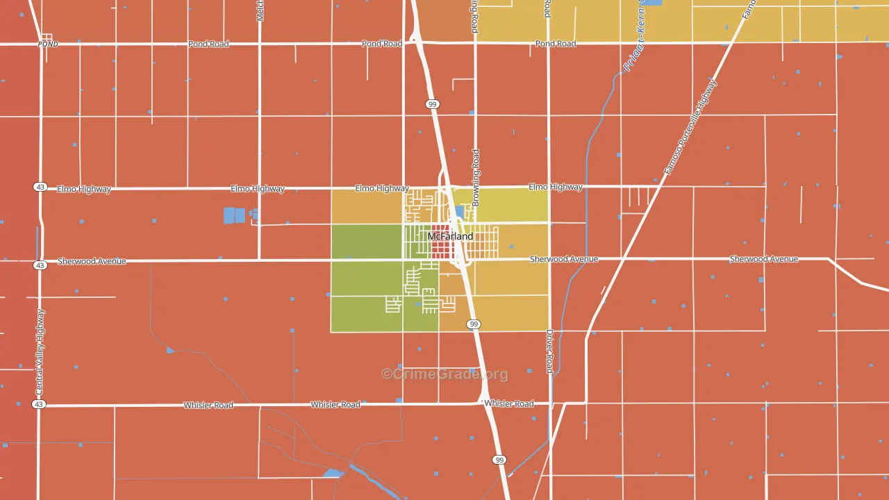 McFarland, CA Map of Theft Rates