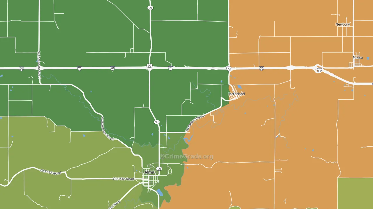 McFarland, KS Map of Theft Rates