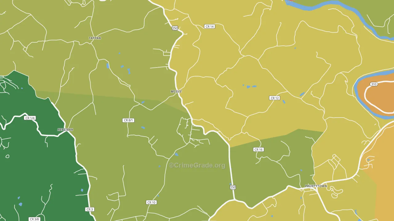 McGee, WV Map of Theft Rates