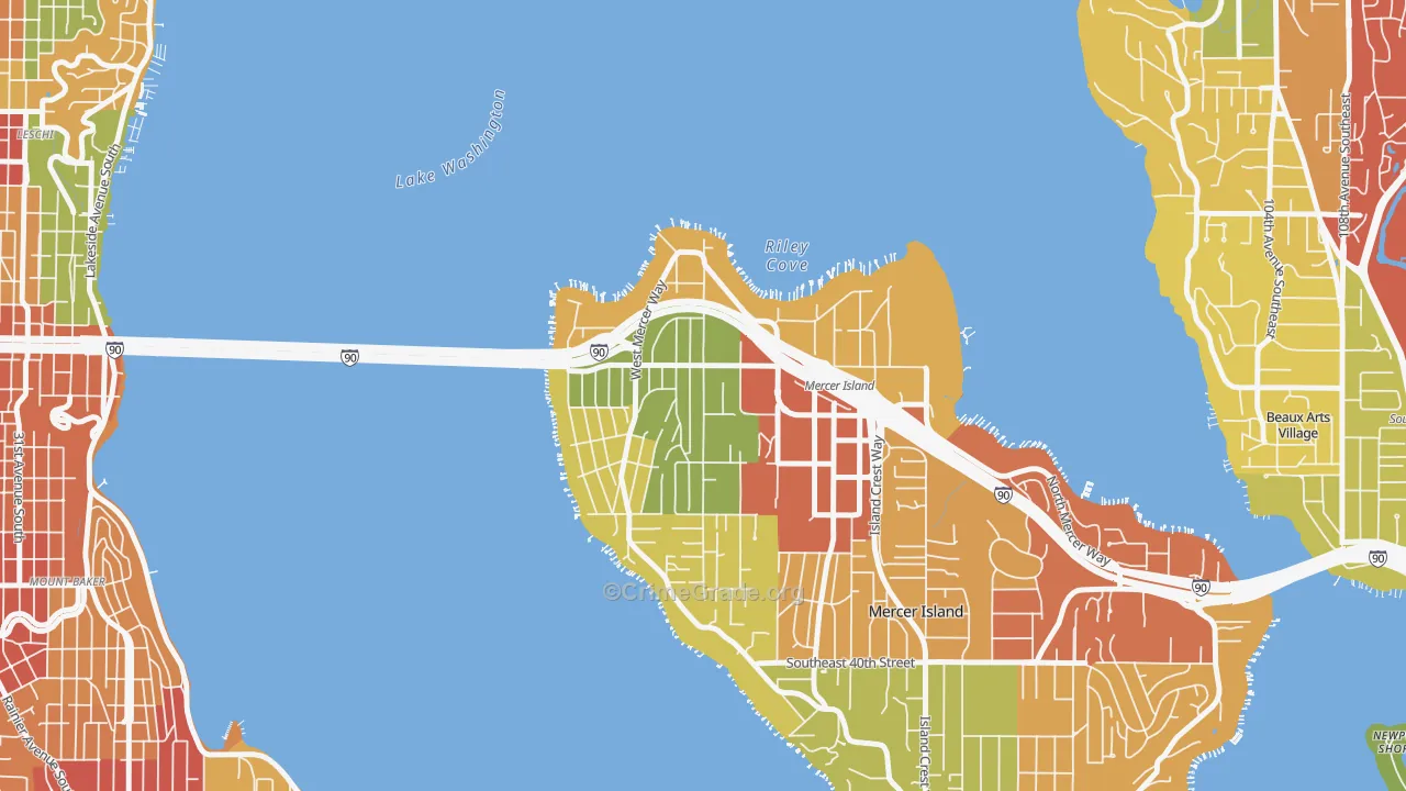 McGilvra, Mercer Island, WA Map of Theft Rates