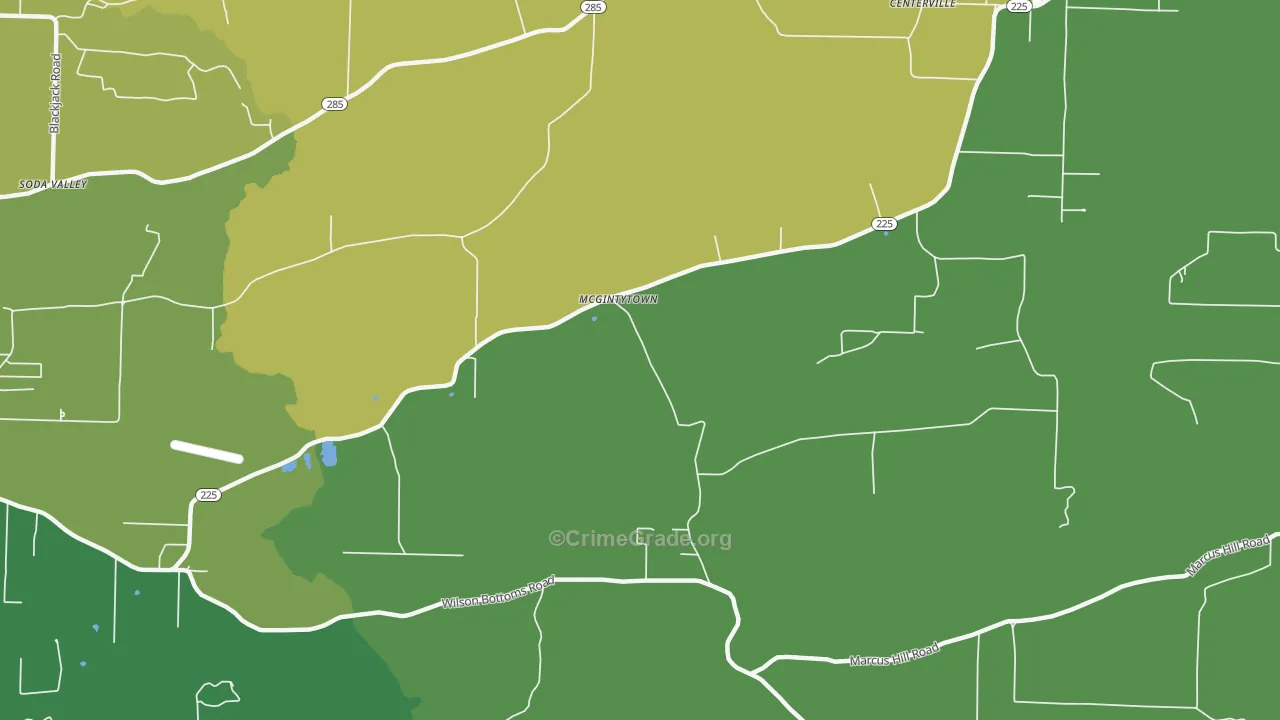 McGintytown, AR Map of Theft Rates