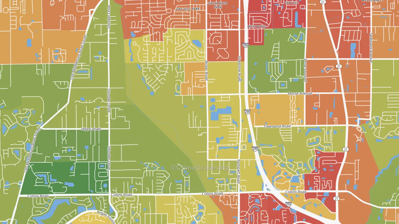McGirts Creek, Jacksonville, FL Map of Theft Rates