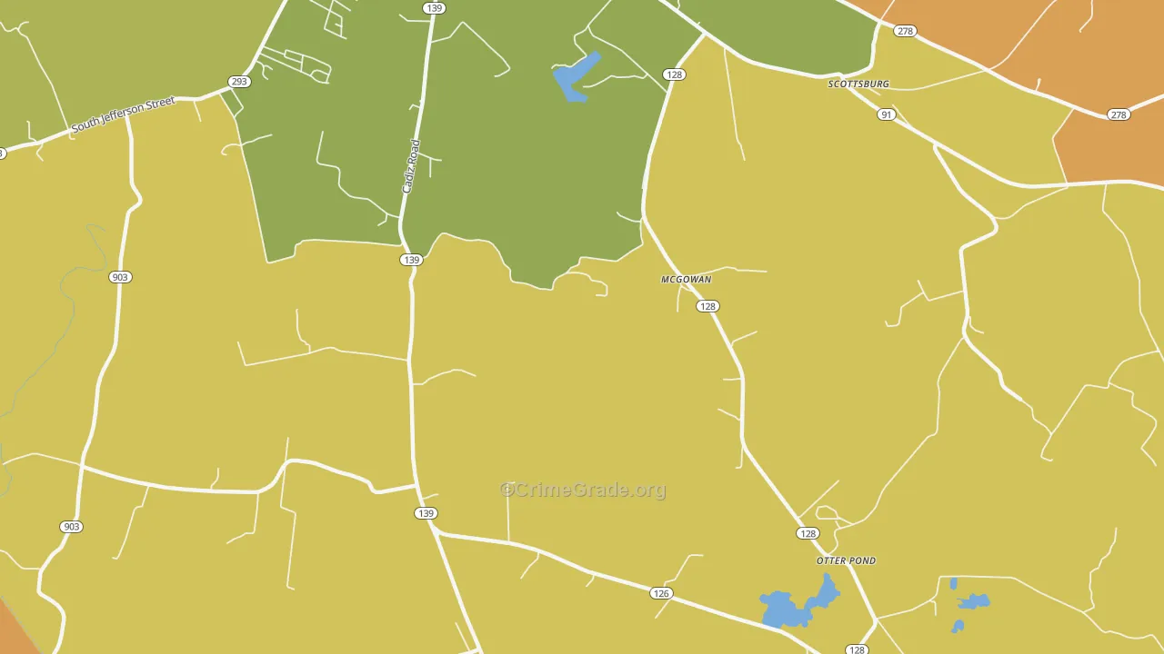 McGowan, KY Map of Theft Rates