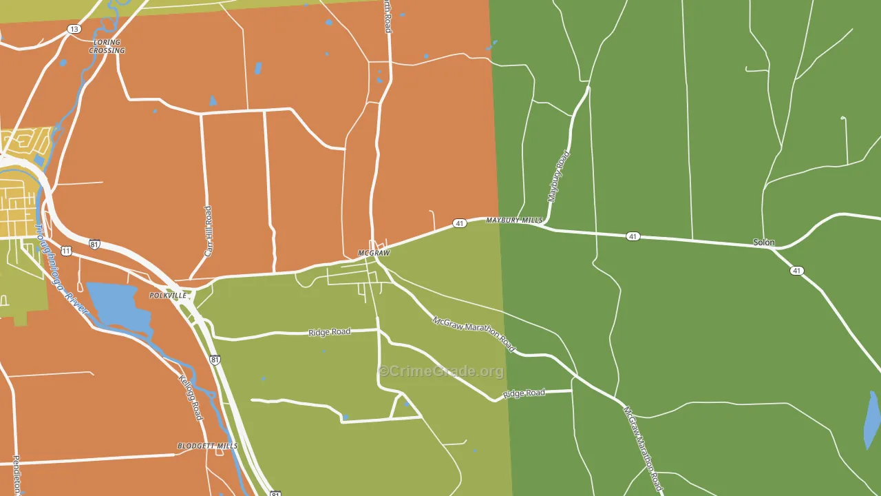 McGraw, NY Map of Theft Rates