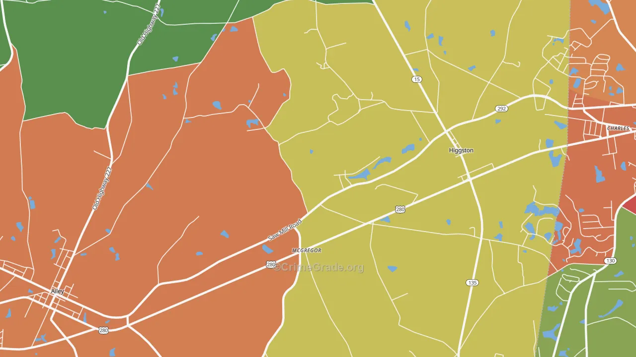 McGregor, GA Map of Theft Rates
