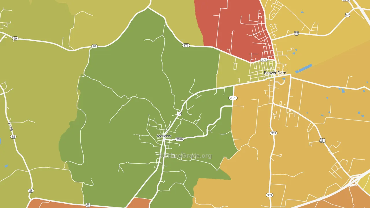 McHenry, KY Map of Theft Rates