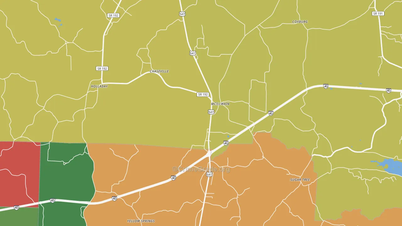 McIllwain, TN Map of Theft Rates