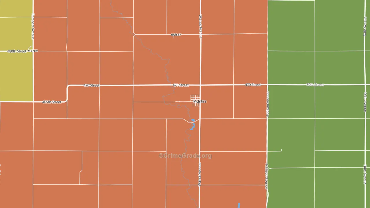 McIntire, IA Map of Theft Rates