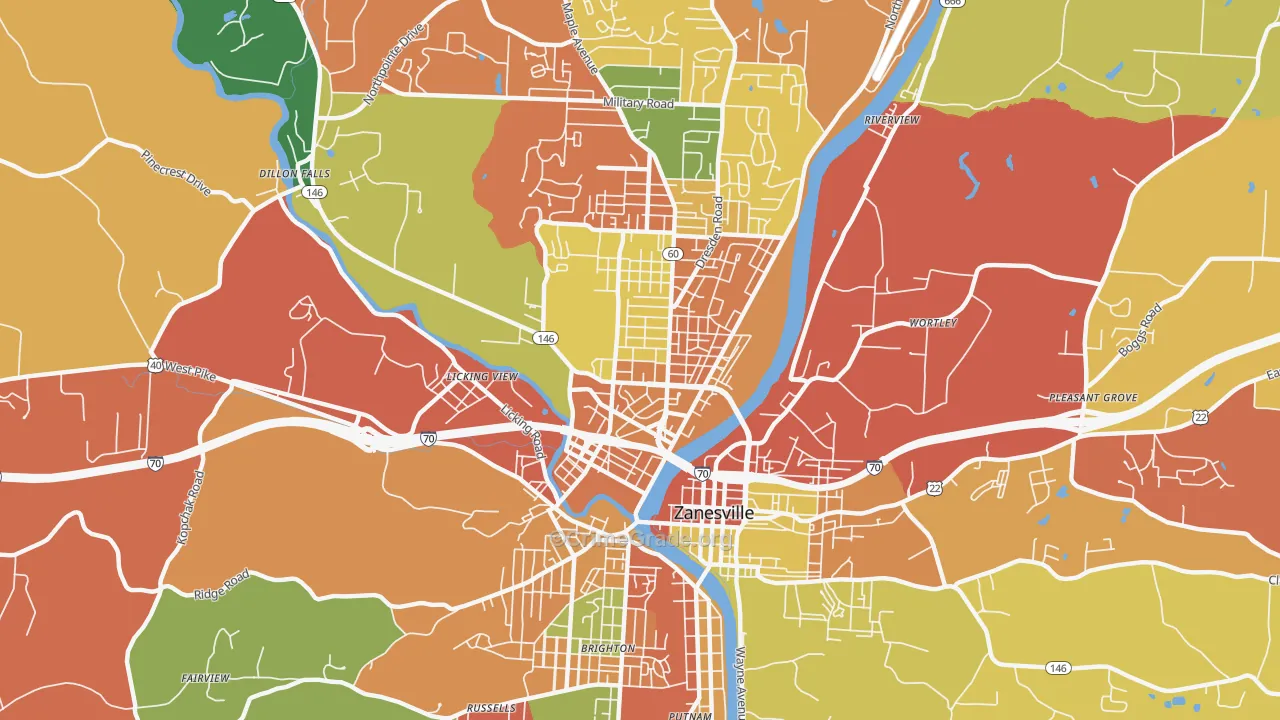 McIntire Terrace Historic District, Zanesville, OH Map of Theft Rates