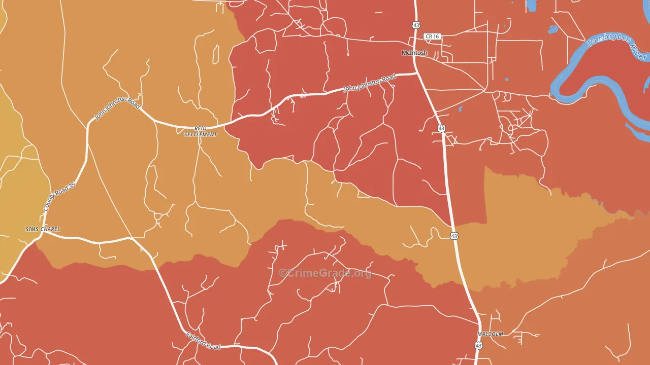 McIntosh, AL Map of Theft Rates