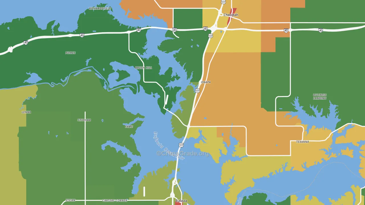 McIntosh County, OK Map of Theft Rates