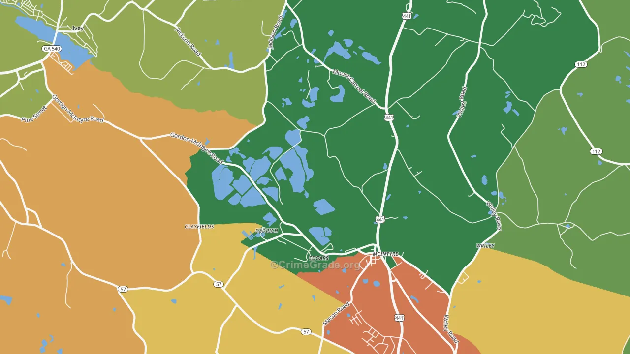 McIntyre, GA Map of Theft Rates