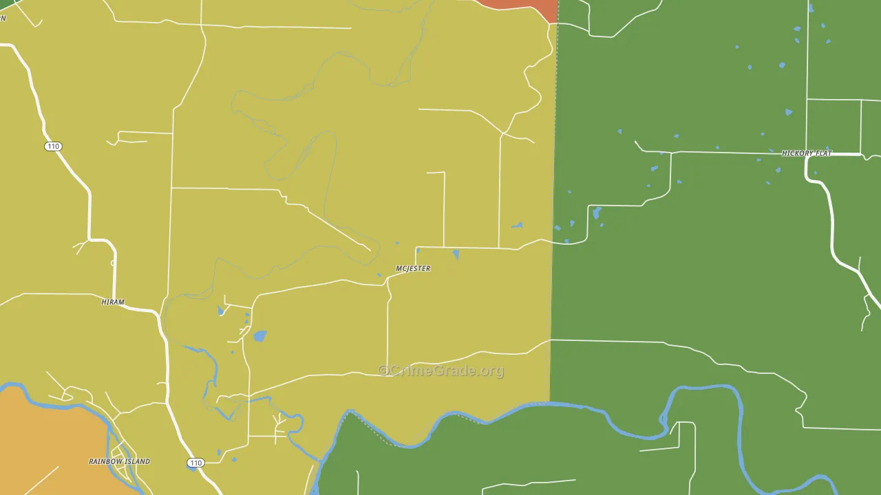 McJester, AR Map of Theft Rates