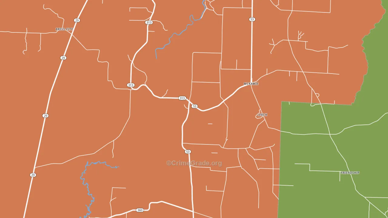 McKamie, AR Map of Theft Rates