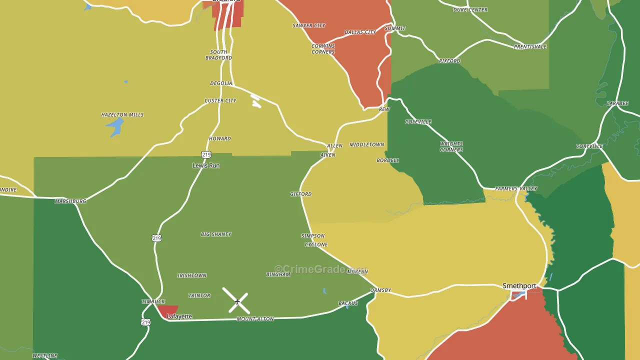 McKean County, PA Map of Theft Rates
