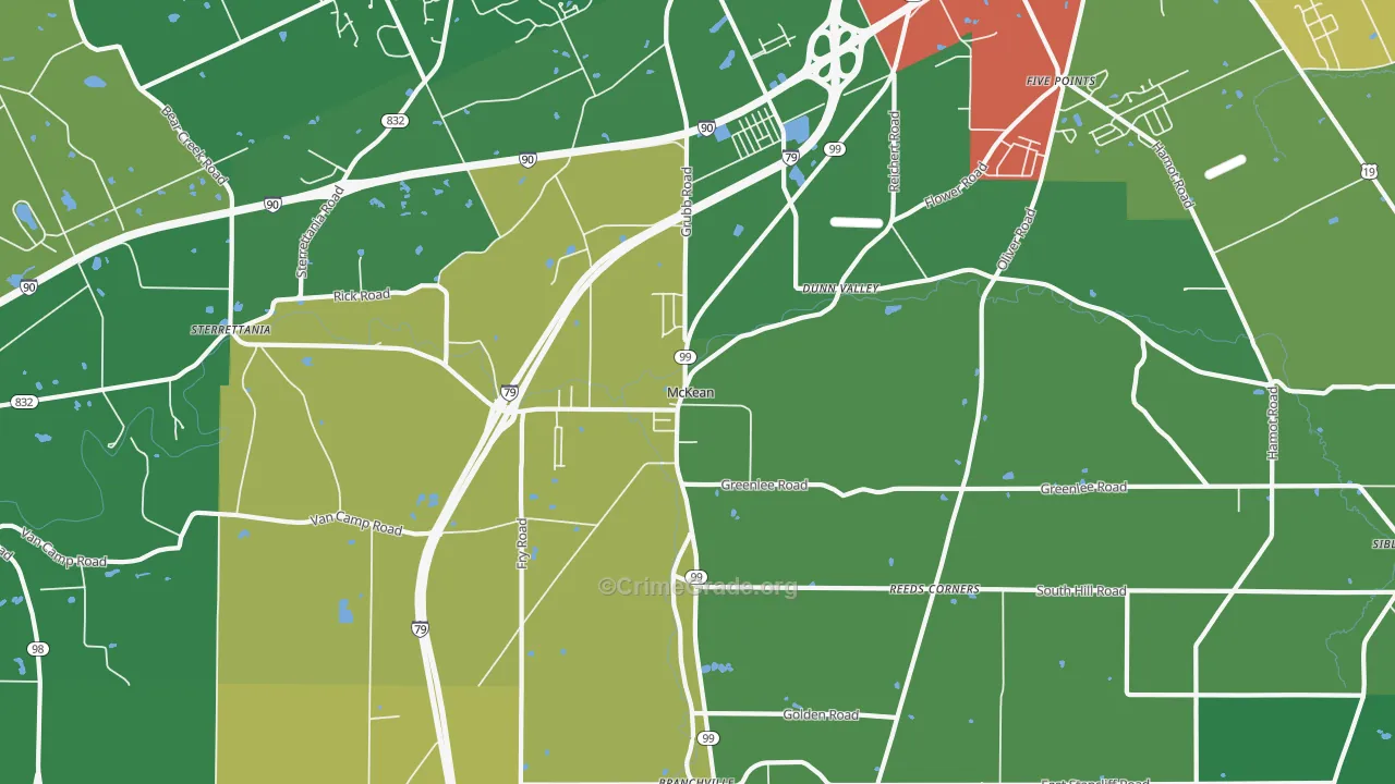 McKean, PA Map of Theft Rates