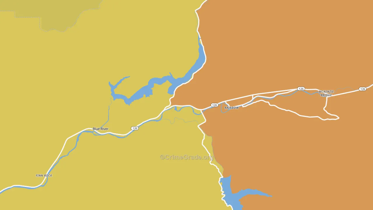 McKenzie Bridge, OR Map of Theft Rates