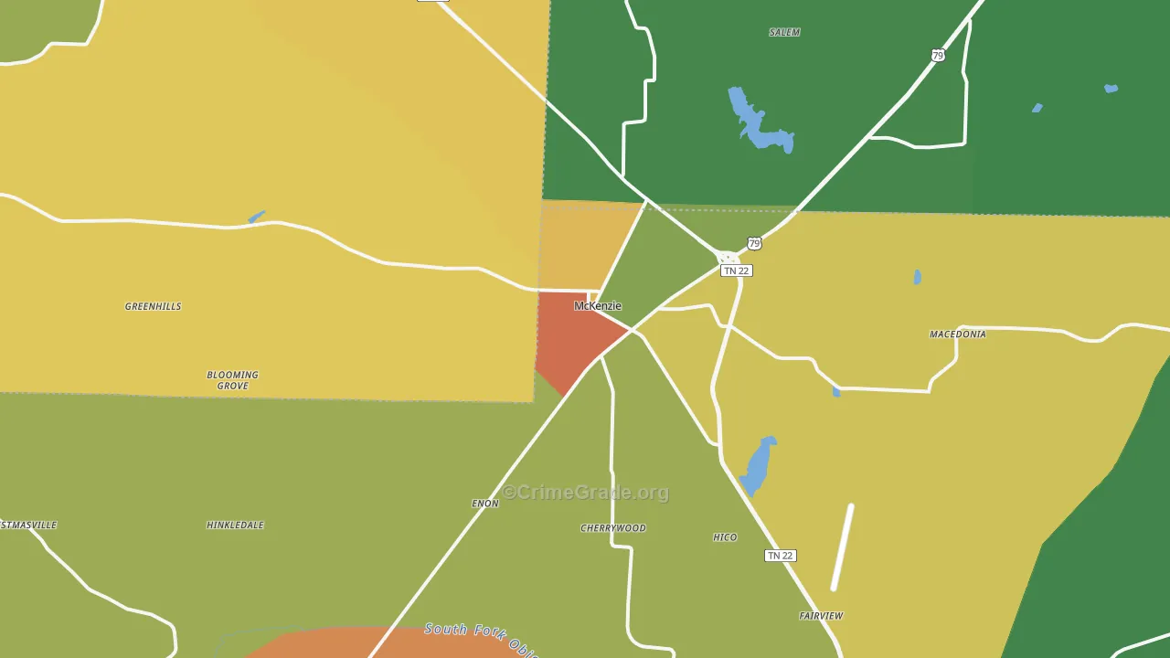 McKenzie, TN Map of Theft Rates