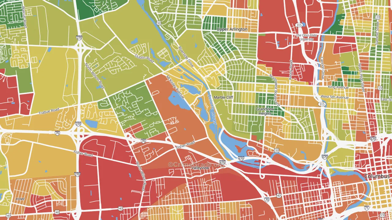 McKinley Avenue Corridor, Columbus, OH Map of Theft Rates