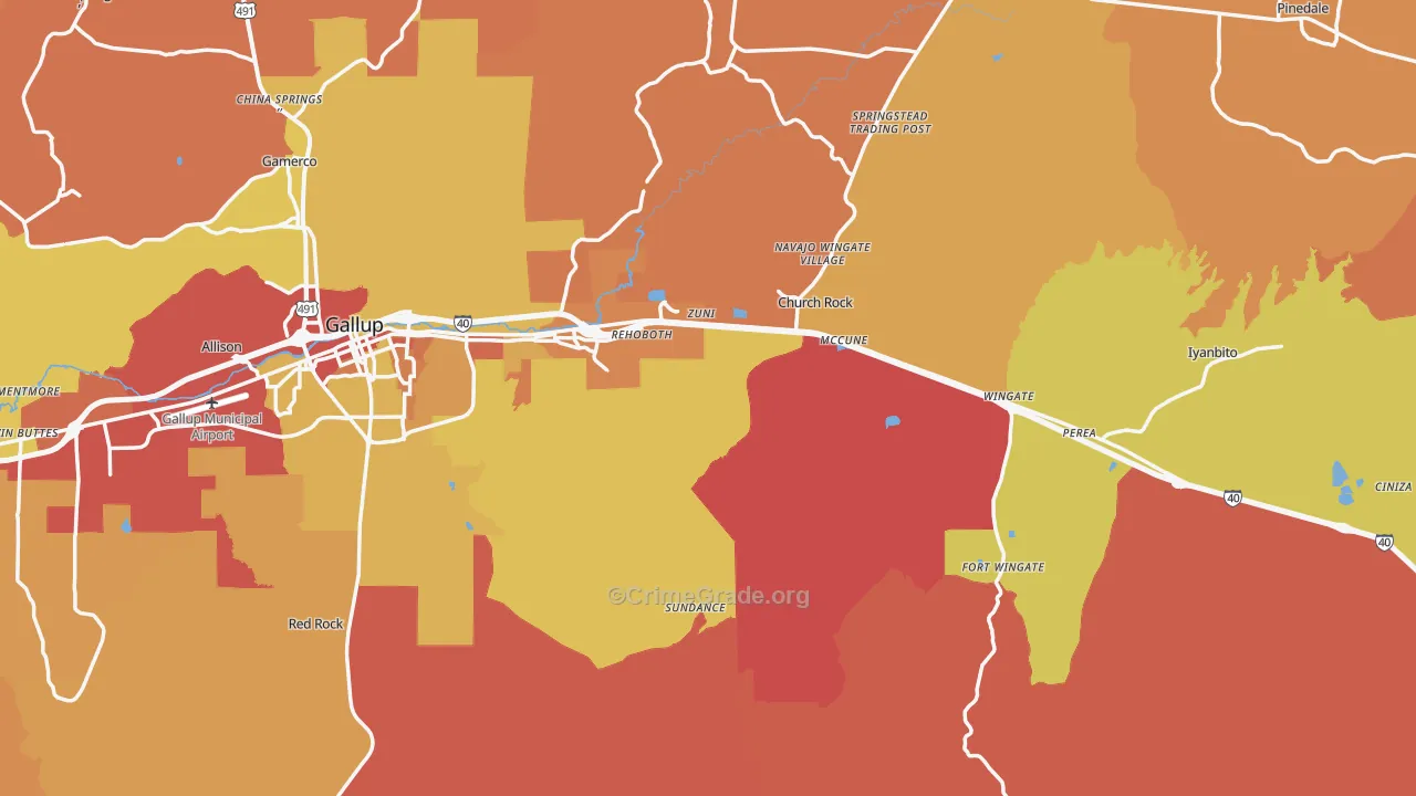 McKinley County, NM Map of Theft Rates