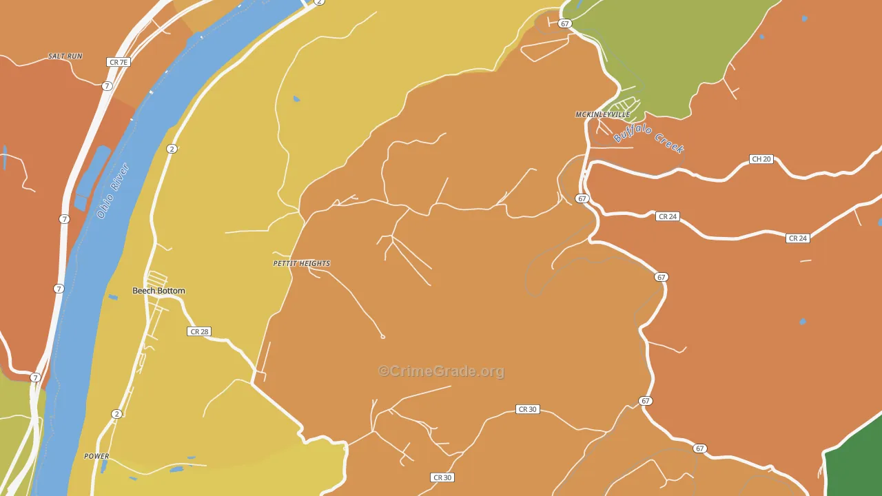 McKinleyville, WV Map of Theft Rates