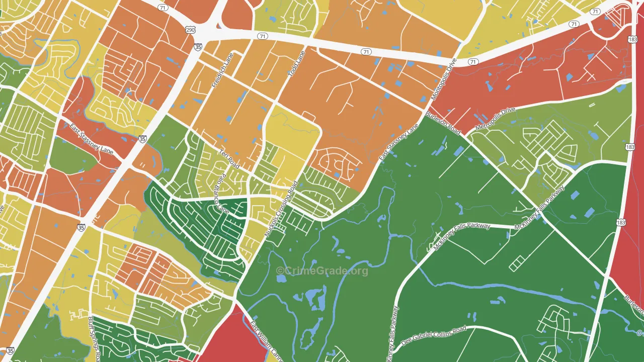 McKinney, Austin, TX Map of Theft Rates