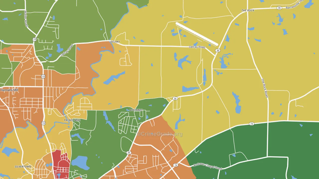 McKinney, GA Map of Theft Rates