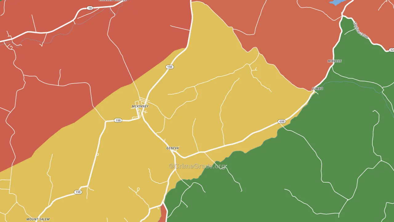 McKinney, KY Map of Theft Rates