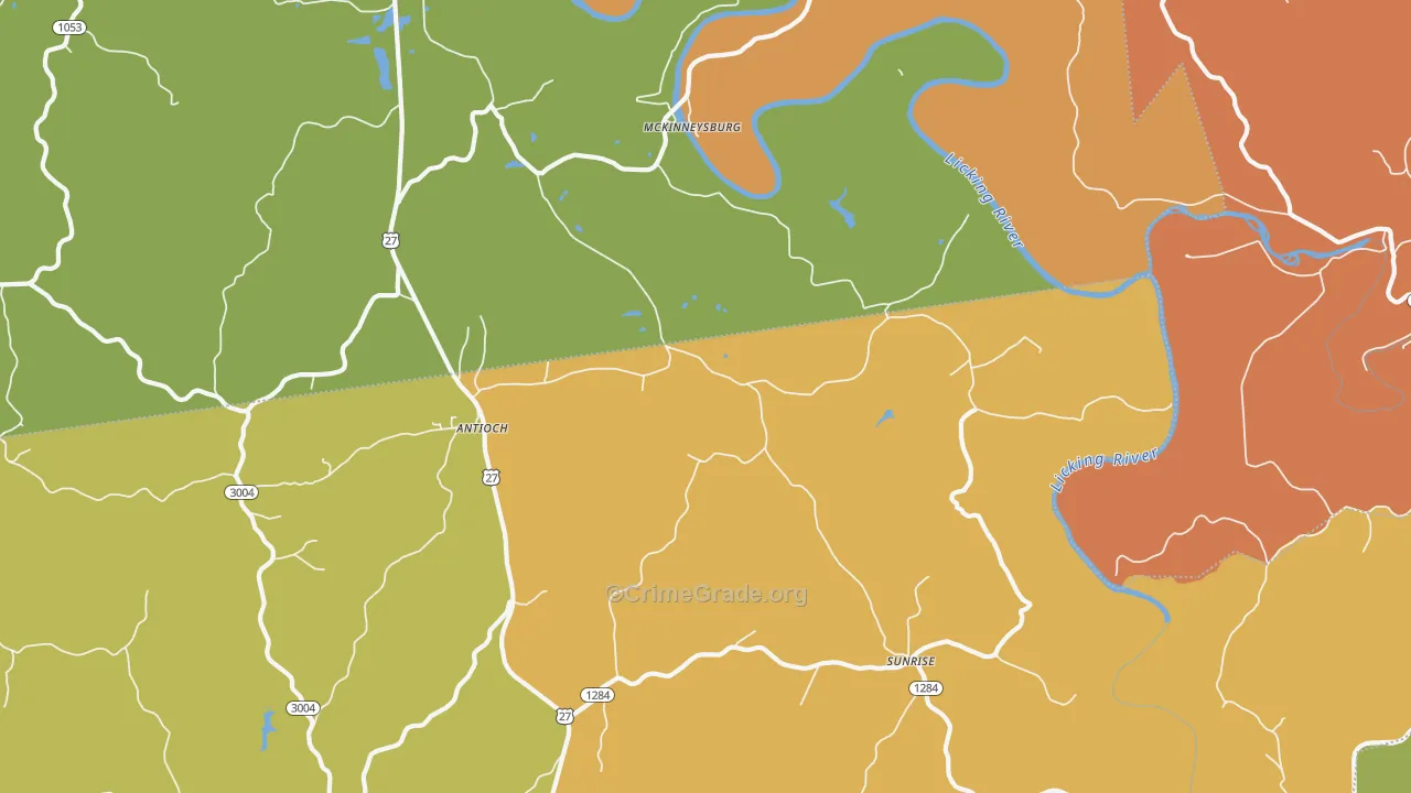 McKinneysburg, KY Map of Theft Rates