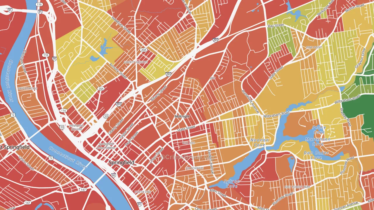 McKnight, Springfield, MA Map of Theft Rates