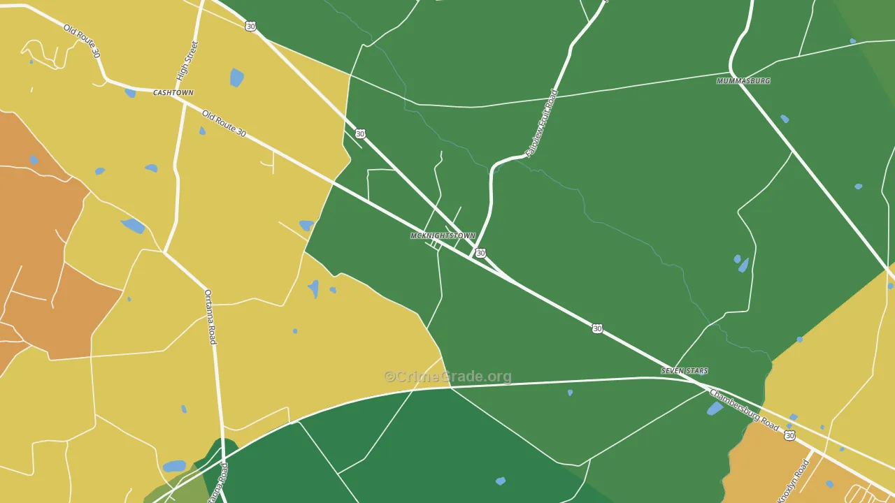 McKnightstown, PA Map of Theft Rates