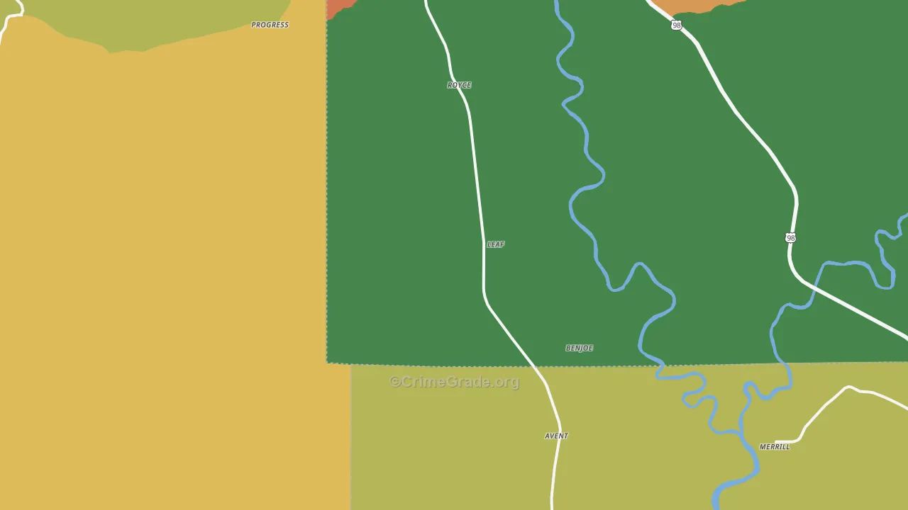 McLain, MS Map of Theft Rates