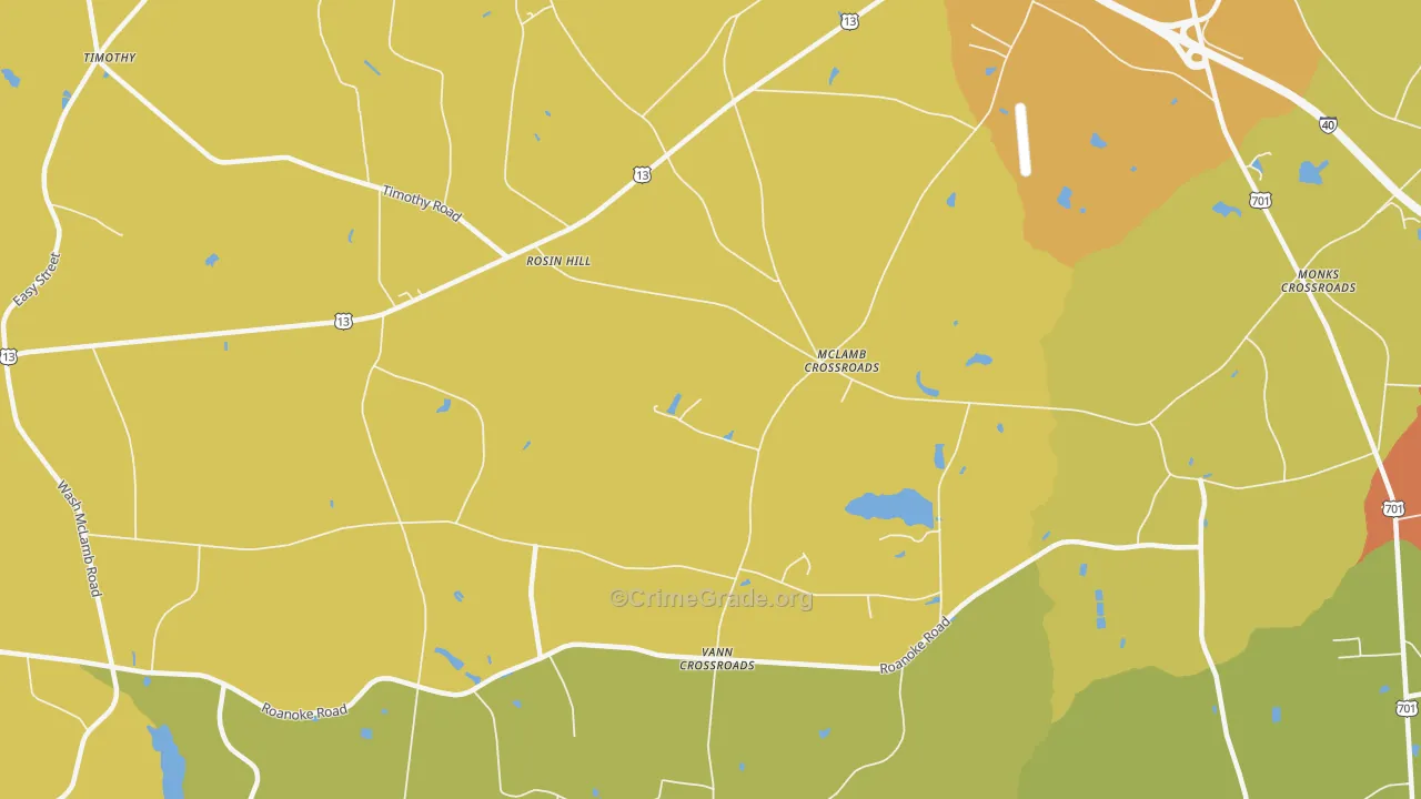 McLamb Crossroads, NC Map of Theft Rates