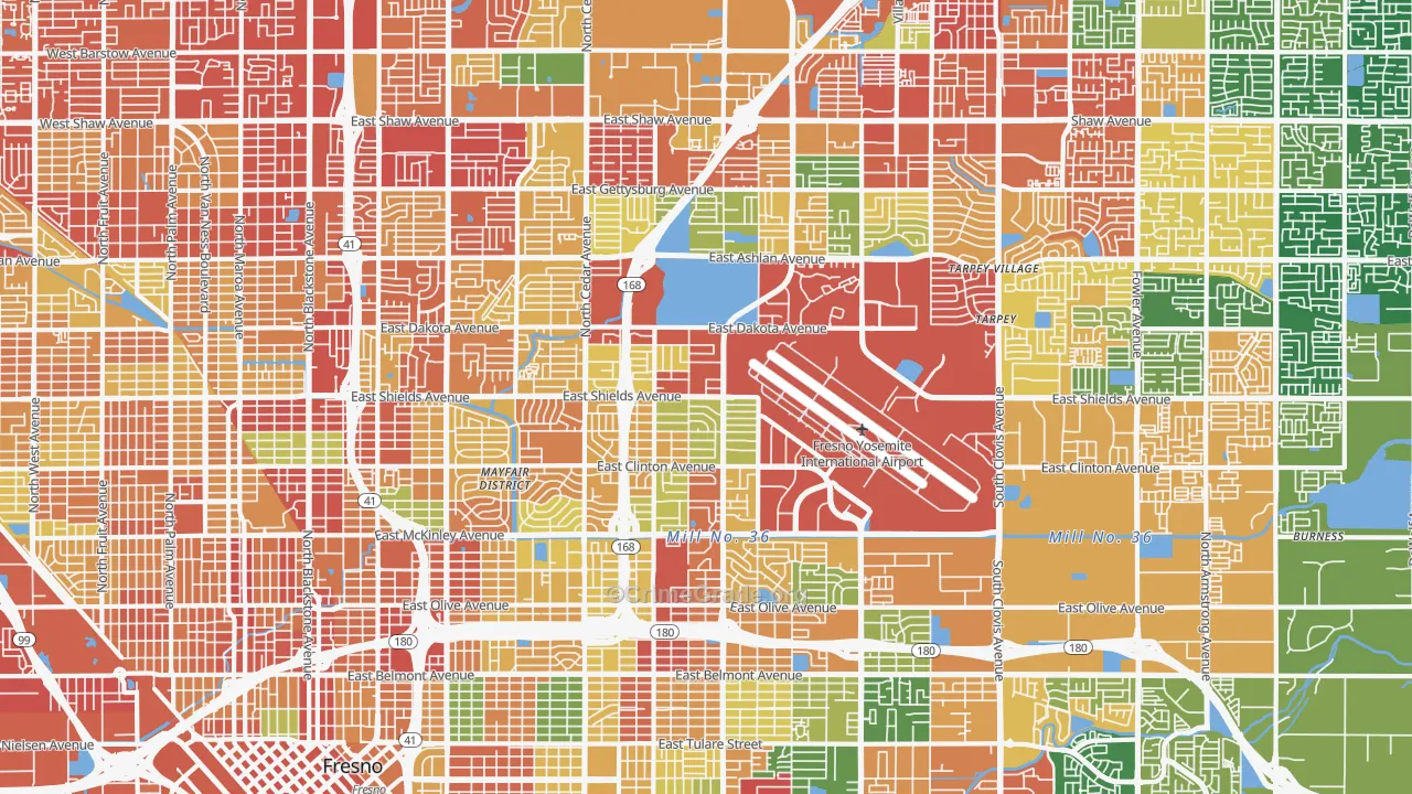 McLane, Fresno, CA Map of Theft Rates