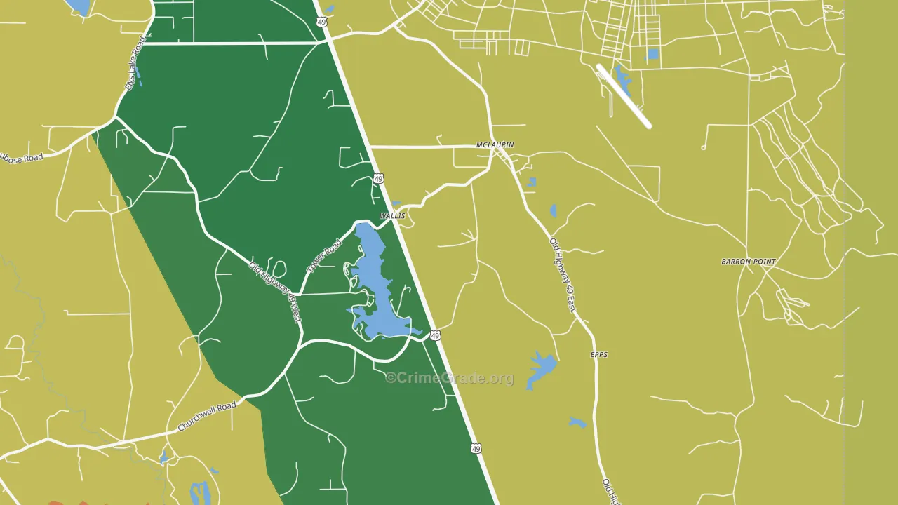 McLaurin, MS Map of Theft Rates