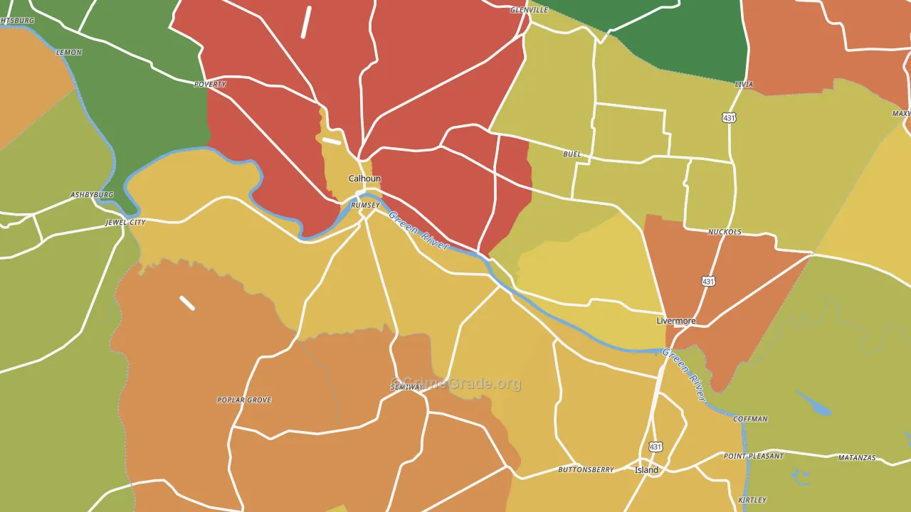 McLean County, KY Map of Theft Rates
