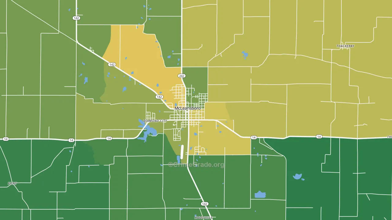 McLeansboro, IL Map of Theft Rates