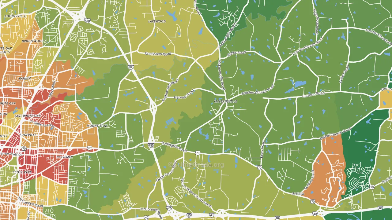 McLeansville, NC Map of Theft Rates