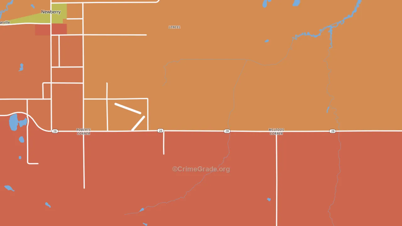 McLeods Corner, MI Map of Theft Rates
