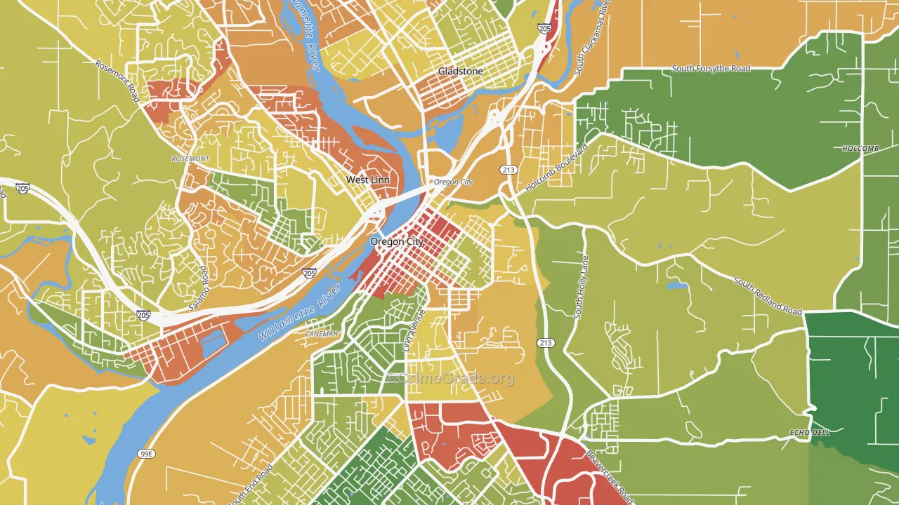 McLoughlin, Oregon City, OR Map of Theft Rates