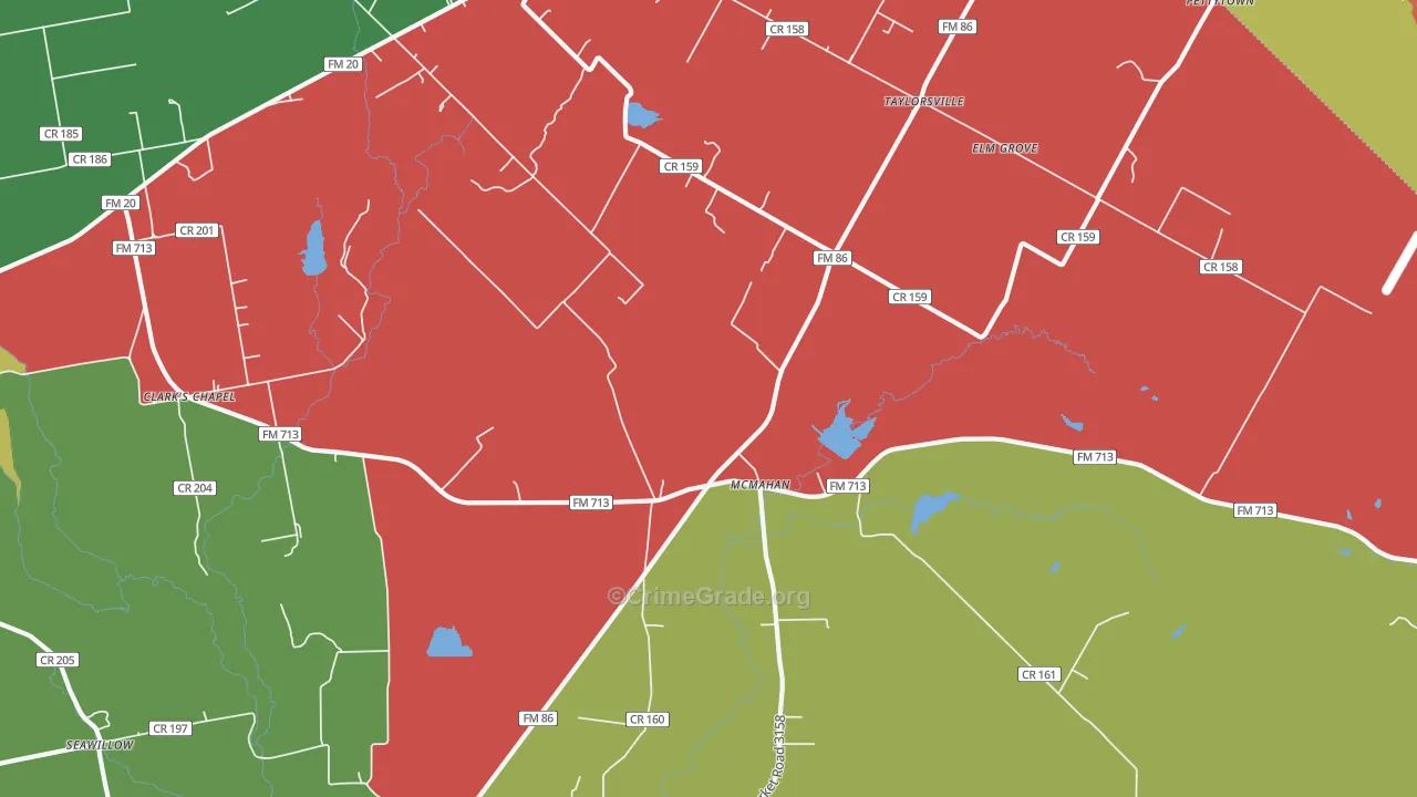McMahan, TX Map of Theft Rates