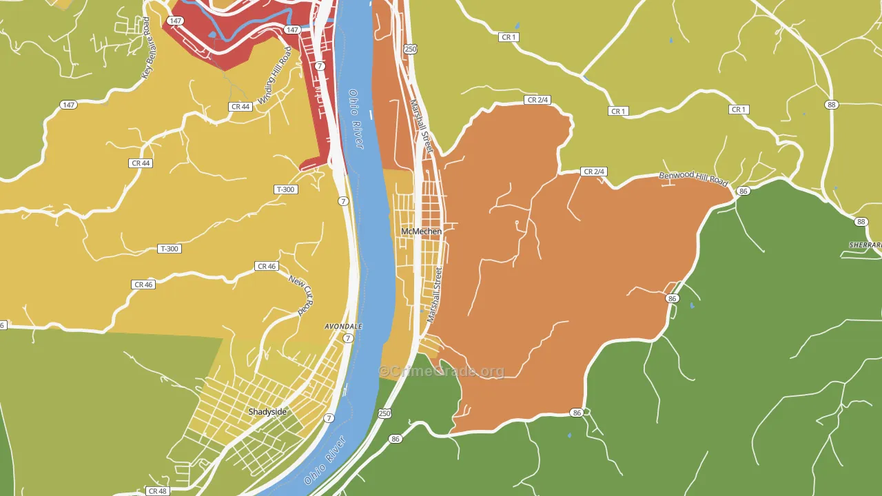 McMechen, WV Map of Theft Rates