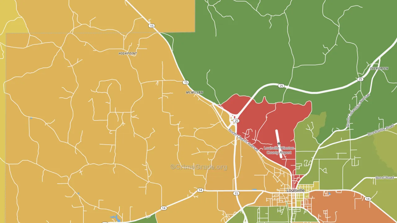 McMillan, MS Map of Theft Rates
